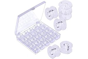 JZK 25 pcs Sewing Machine bobbins spools for Brother Janome Singer Elna Babylock Kenmore etc, Transparent Plastic