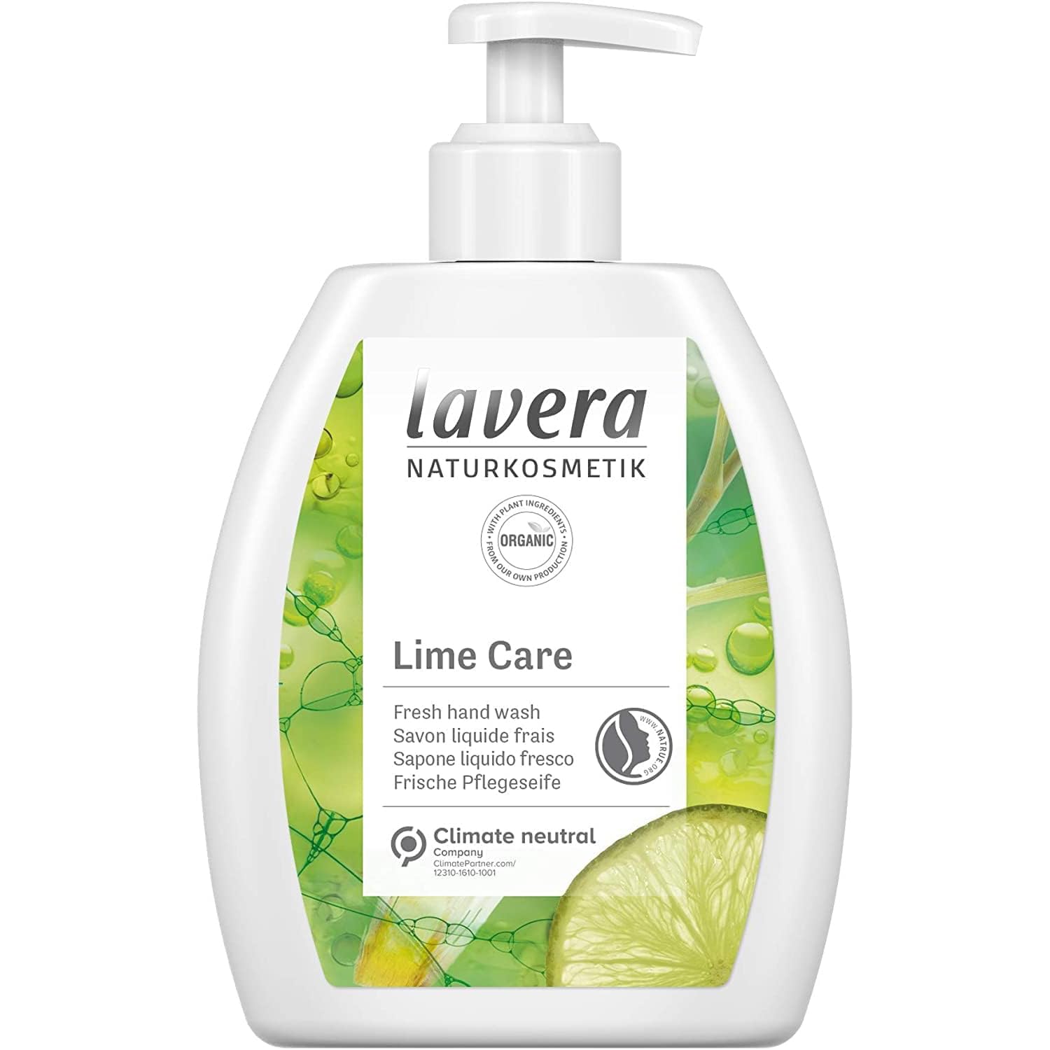 lavera Lime Care Hand Wash • Organic Lime & Organic Lemongrass • Mild Cleansing • Vegan • Skin-Neutral pH • 250ml