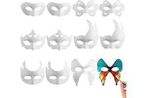 Coxeer Aumiss White Masks, 12PCS DIY Unpainted Masquerade Masks Plain Half Face Masks
