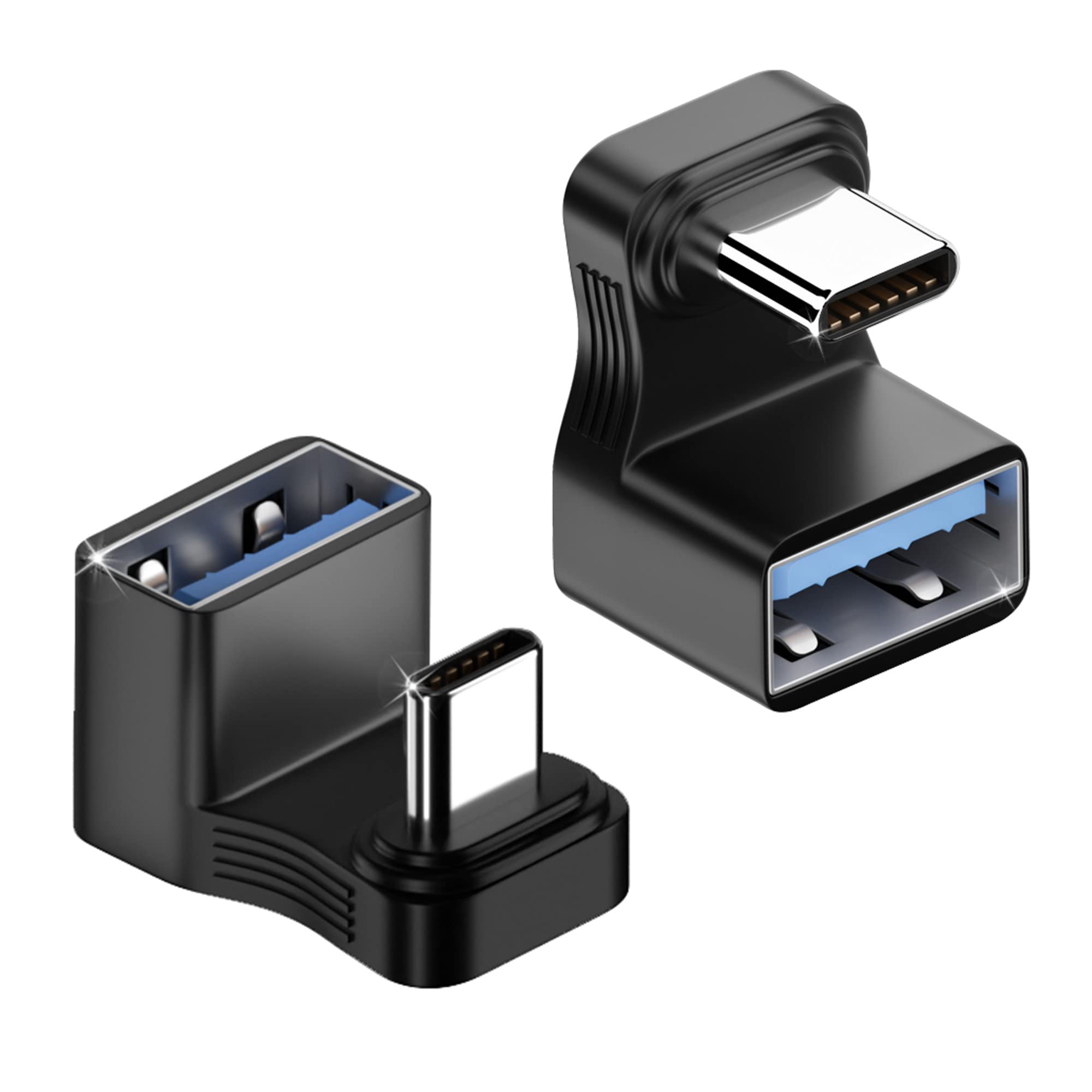 QIANRENON Wider U-shaped Angle USB C to USB3.1 Adapter 10Gbps Type C Male to USB3.1 Female Wide Distance 180° Angle Connector,for Audio/Video Transfer OTG,for Steam Deck Smartphone Laptop Tablet,2Pcs