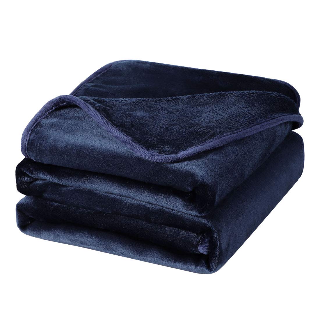 PiccoCasa Flannel Fleece Blanket Soft Lightweight Warm Fuzzy Blanket for All-Seasons, Luxury Comfy Decorative for Couch Living Room Navy Blue Double (150 x 200cm)