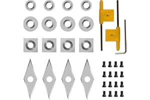 PLEBANRED 35PCS Carbide Lathe Tools Carbide Inserts for Wood Lathe Turning Tool,Include 11mm Square with Radius,12mm and 8.9mm Round,30x10mm Diamond with Sharp Point with Screws 12pcs (M4*8)