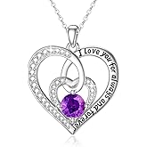 OCJ I Love You Heart Birthstone Pendant Necklace for Women 925 Sterling Silver Zirconia Necklaces Wedding Anniversary Birthday Mothers Day Jewelry Gifts For Her Mother Wife