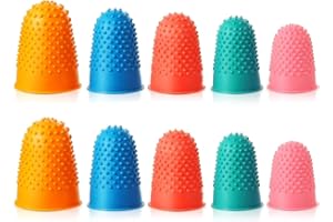 Mtxorvix 10pcs Rubber Finger Thimbles 5 Sizes Colors Reusable Finger Protector Finger Pads Grips Colored Finger Covers for Pa