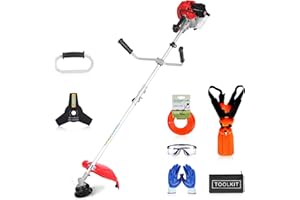 Dnveey 52cc Gas Weed Eater 2 Cycle, 3-in-1 Brush Cutter & String Trimmer, Heavy Duty Gas-Powered Weed Wacker for Lawn & Edging, Low Vibration, Quick Start, Shoulder Strap (DN530 Pro)