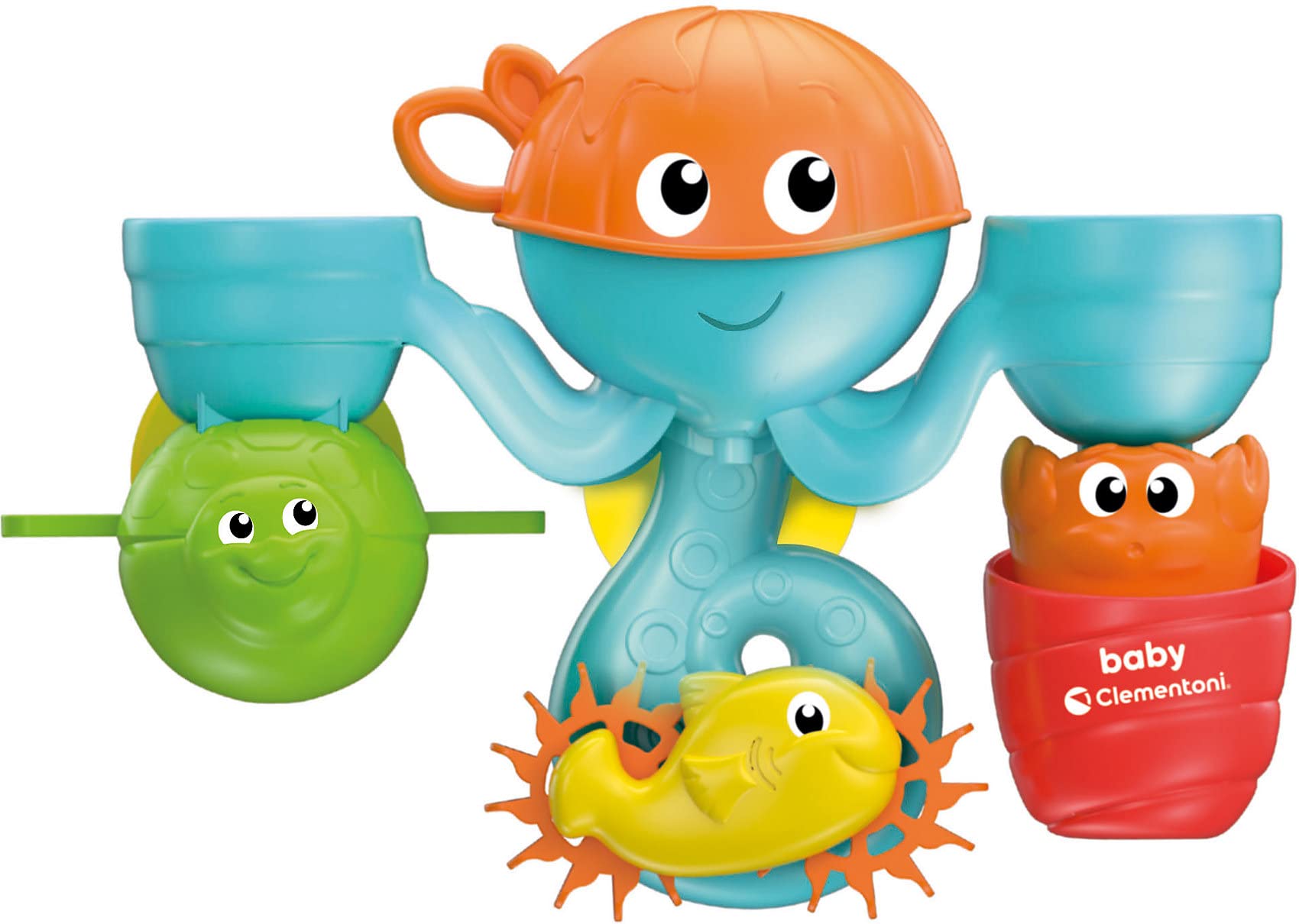 Clementoni- Animales Octo Park: Water Friends, Floating Bath Toy for Babies & Toddlers, Interactive Shower Game for Newborns, Multicoloured Bath Toy for Kids (10+ Months)