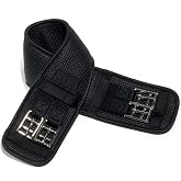 Ovation Ovsellerie Airform Chafeless Dressage Girth - Cushioned Textured Soft Black Horse Girth with Stainless Steel Hardware