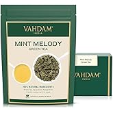VAHDAM, Mint Green Tea Loose Leaf (50+ Cups, 3.5 oz) Cool Peppermint Tea With Himalayan Green Tea Leaves | Low Caffeine | High Elevation Grown | Vacuum Sealed for Freshness
