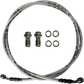 Vanlison 82" / 210CM Braided Hydraulic Brake Hose Line with 2 Banjo Nuts Universal Brake Line Compatible with GY6 Kazuma Sunl Taotao Roketa Jonway Scooter Moped Dirt Bike Go Kart ATV 10MM Banjo Ends