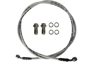 Vanlison 82" / 210CM Braided Hydraulic Brake Hose Line with 2 Banjo Nuts Universal Brake Line Compatible with GY6 Kazuma Sunl Taotao Roketa Jonway Scooter Moped Dirt Bike Go Kart ATV 10MM Banjo Ends