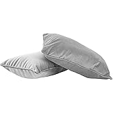 FDP 12" x 20" Velvet Rectangle Lumbar Pillow Set with Piping; Decorative Throw Pillow for Home Décor in Living Room, Bedroom or Lounge (2-Pack) - Sterling, 15159-344