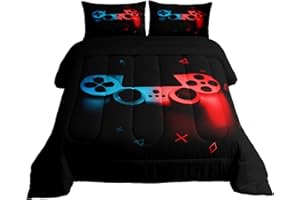 Boys Gamepad Comforter Set Full,Play Gamer Bedding Set Kid Young Man Video Games Down Comforter for Teen Child Game Room Deco