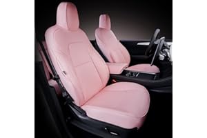 LOZUZ Seat Covers for Tesla Model Y Seat Covers 2023-2020 Car Interior Seat Cover Model Y Pink Nappa Leather Car Seat Accessories(Pink Nappa Full Set)