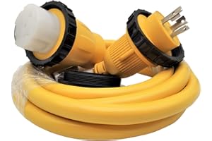 Parkworld 692002 Shore Power Adapter Cord RV 30A L5-30P Male to Marine 50A SS2-50R Female (Two hots bridged) (10FT)