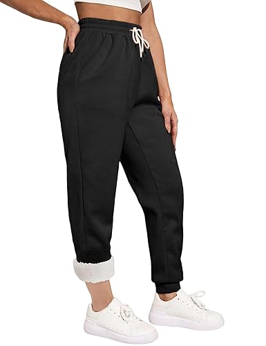 Yeokou Womens Sherpa Lined Sweatpants Winter Warm Fleece Joggers