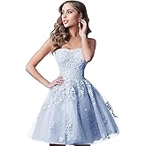 Lace Homecoming Dresses Short A Line Strapless Formal Cocktail Party Gowns