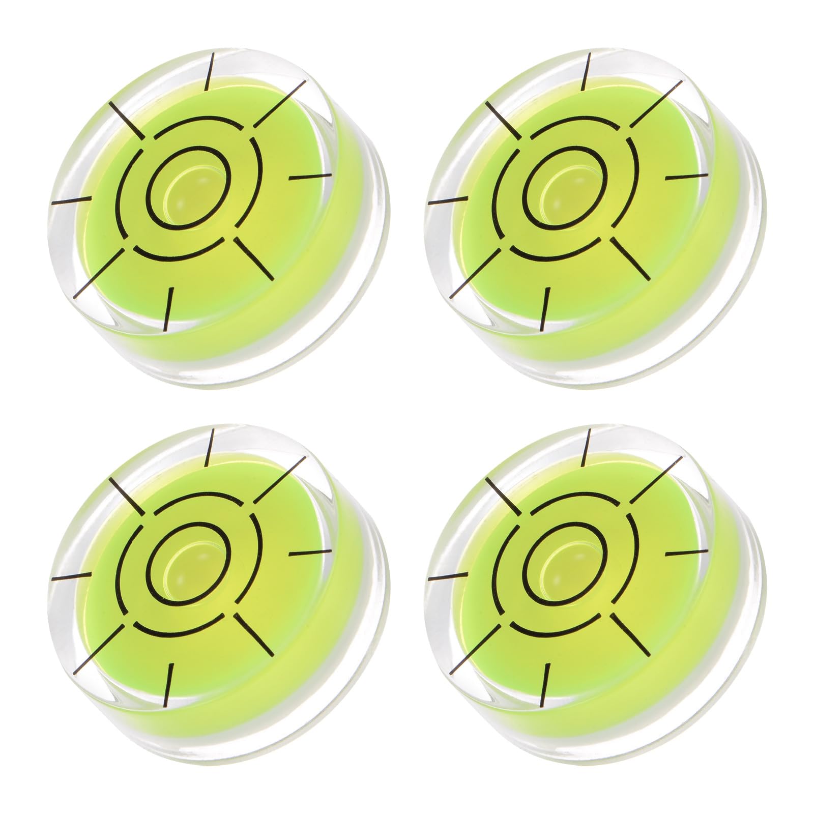 Kozelo 4pcs Small Circular Bubble Spirit Levels - [32mm Diameter 12mm Thickness] Mini Round Precision RV Level Leveling Tools for Travel Trailer Turntable Camera, Lime