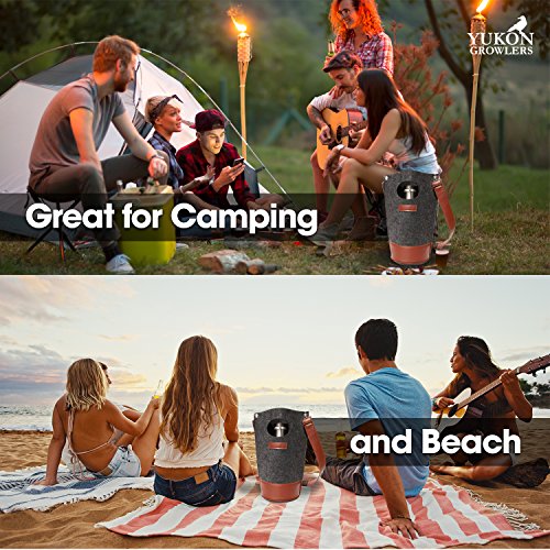 Yukon Growlers Premium Insulated Stainless Steel Growler with Felt Case Keep Your Beer Cold