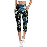 KevaMolly High Waist Leggings for Women Tummy Control Print Yoga Pants with Pockets 4 Way Stretch Workout Yoga Leggings
