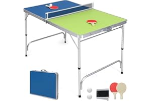 Goplus Foldable Ping Pong Table, 100% Preassembled, Table Tennis Table with Net, 2 Paddles, Ping Pong Balls, Portable Table T