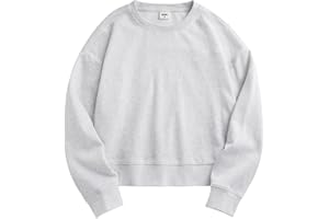 STELLE Cropped Sweatshirts for Women Cotton Long Sleeve Crop Tops Crewneck Pullover Oversized Sweater