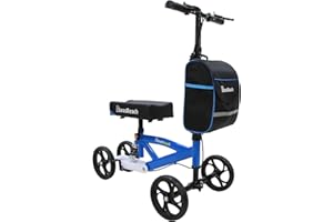 BlessReach Economy Knee Scooter Steerable Knee Walker for Foot Injuries Compact Crutches with Dual Rear on-Wheel Brake and Shock Absorption Under The Knee pad