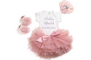 Personalized Baby Girl Dresses Outfit Infant Baby Princess Skirt Sets Custom Name Clothes Stocking Headband Baby Short Sleeve