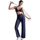 BRXL Straight Leggings for Women High Waist Wide Leg Stretch Scrunch Butt Lifting Lounge Casual Gym Yoga Pants Blue