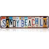Vintage Sandy Beach Ln Wall Decor Street Signs Home Bar Coffee Metal Tin Signs 16 x 4 Inches