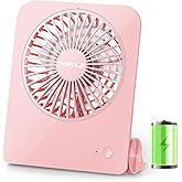 TriPole Desk Fan Small Portable Fan 2000 mAh Rechargeable Battery Ultra Quiet 4.5 Inch Mini Travel Fan with 180° Tilt Folding and 3 Speeds Adjustable for Home Office Desktop Pink