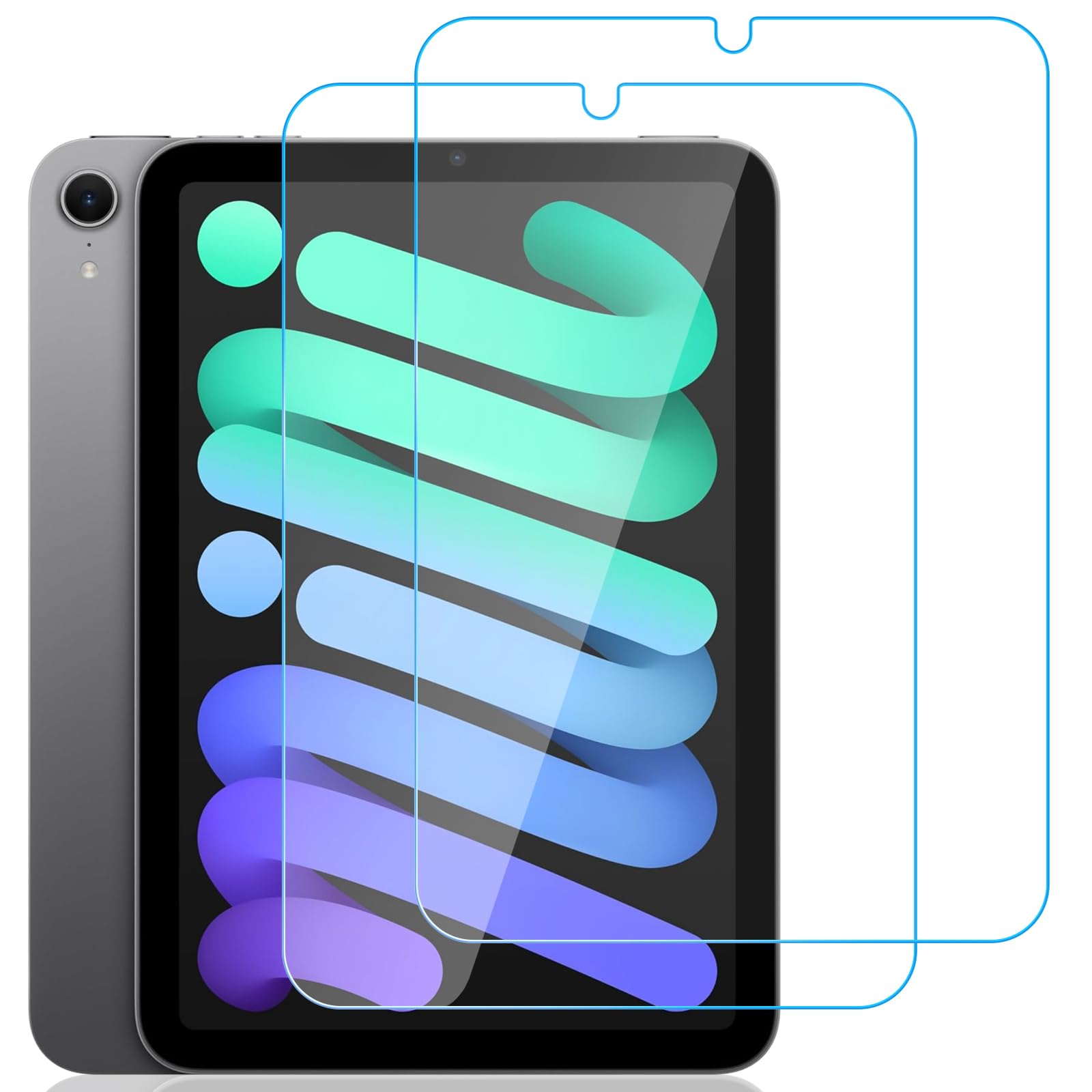 Whioltl 2 Pack Screen Protector for iPad Mini 7/A17 Pro (7th Generation, 2024) & iPad Mini 6 (6th Generation, 2021) 8.3-Inch, Anti-Scratch Tempered Glass, HD Clear, Support Apple Pencil, Case Friendly