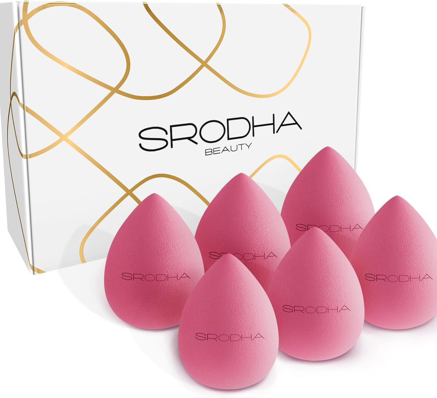 SRODHA Beauty Make Up Sponges Set | 6 Piece Pack | Liquid Makeup Blender Sponge Sets | For Blending Face Complexion Foundation Concealer Cream Products Powder (Teardrop Pink)