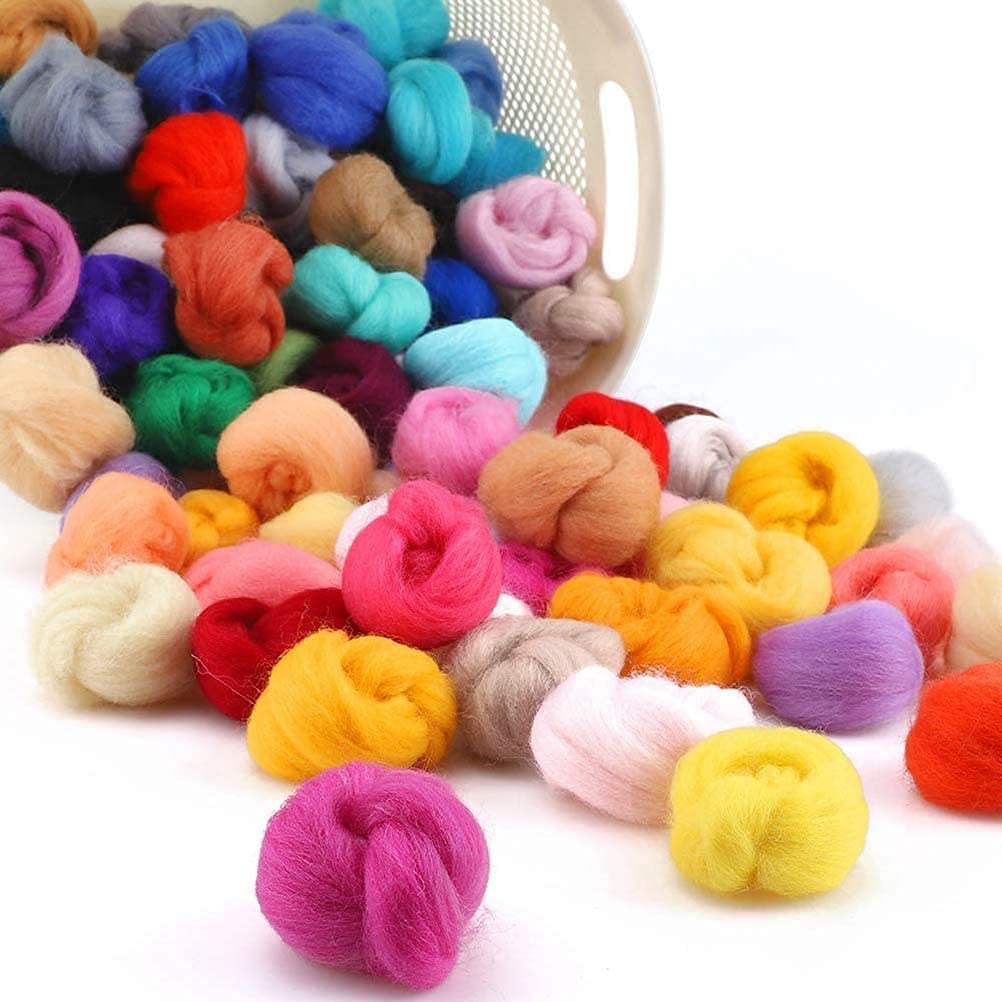 Healifty 40 Colors 5g Merino Felting Wool Tops Colorful Soft Wool Fibre DIY Sewing Tools for Needle Felting and Wet Felting Spinning