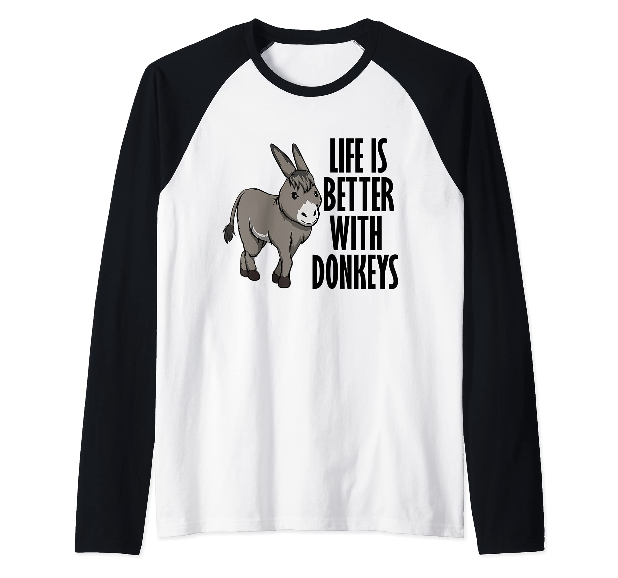Life With Donkeys Quote Baby Donkey Raglan Baseball Tee