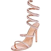 Baffoloo Womens's Rhinestone Sparkly Heels Sandals-Ankle Wrap Around Crystals Casual Evening Gowns Party Sandal Sandals