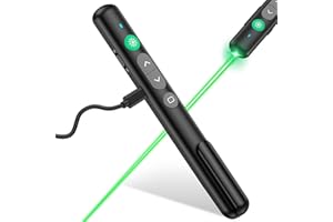 NinjajoyOX Rechargeable Presentation Clicker for Green Light Pointer, Wireless Presenter for Powerpoint Presentations, Plug &