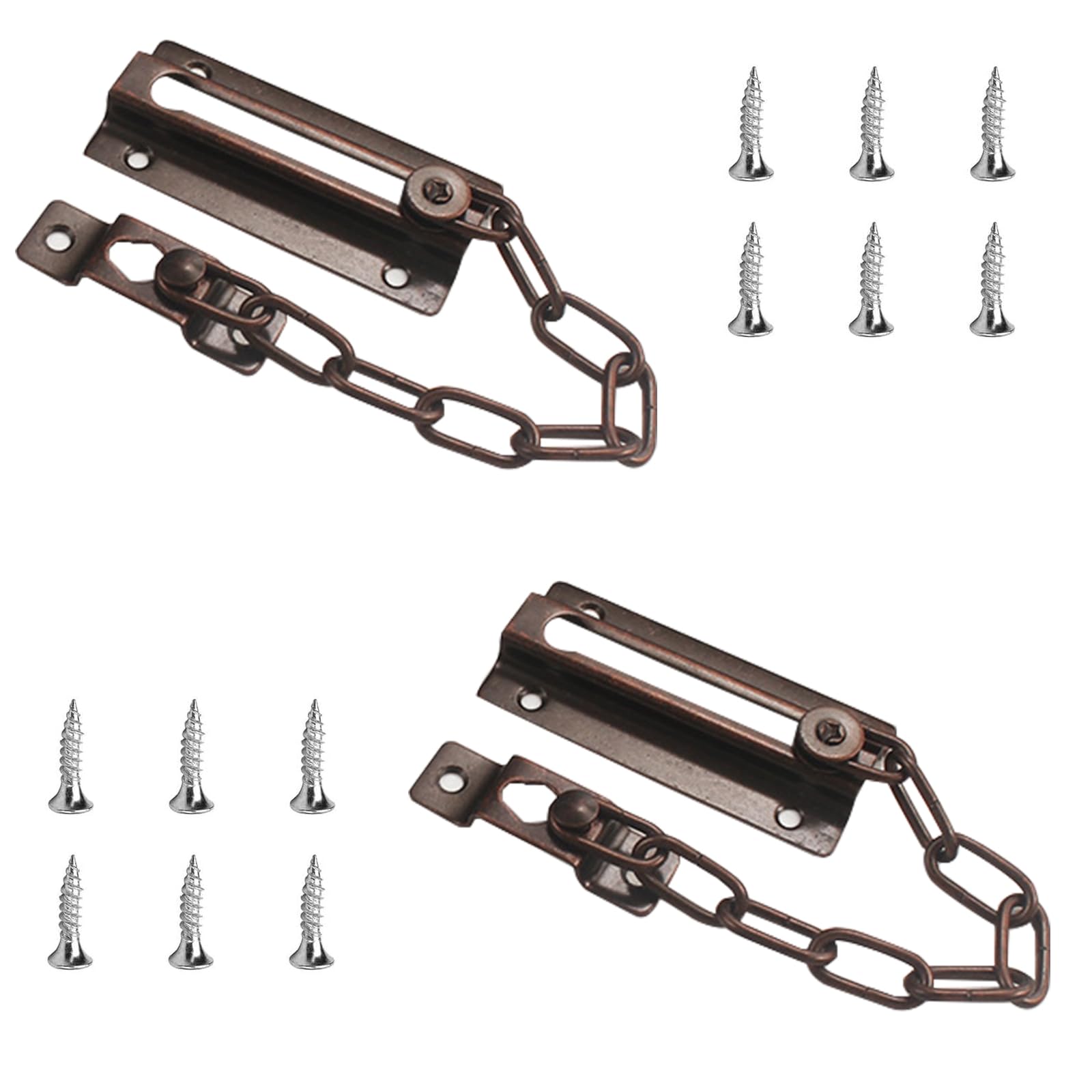 2Pcs Door Chain Lock Anti Theft Door Chain Security Chain Lock Internal Door Lock for Hotel Home Apartment Bedroom, Bronze