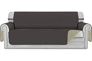 Deeky Couch/Sofa Cover for 3 Cushion, Furniture Cover Protector for Pets, Dog - Reversible and Water Resistant with Foam Sticks & Elastic Straps, Chocolate/Beige