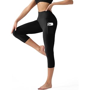 YUDSUD High Waisted Leggings for Women with Pockets - Tummy Control Capris Yoga Pants for Workout Running Athletic Cycling