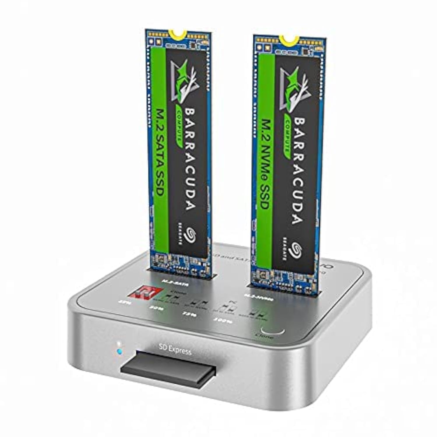 MAIWO K3016CL Dual-Bay M.2 SSD Docking Station with SD Express Card Port - NVMe/SATA Dual Protocol, 10Gbps Transfer Speed - Supports Offline Clone Duplicator and One-Key System Disk Copy Function — image 1