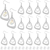 UNICRAFTALE 20 Sets 304 Stainless Steel Triangle Dangle Earring Making Kit Round Earring Bezel Trays Glass Blank Dome Dangle Earrings Cabochon Settings Ear Hooks with Glass Cabochon