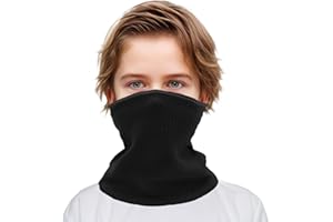 Hopsooken Kids Knit Neck Warmer Scarf for Boys Girls Soft Warm Infinity Neck Scarf Neck Gaiter for Fall Winter(Black)
