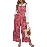 CARCOS Plus Size Jumpsuit for Curvy Women Summer Rompers Vacation Outfits Adjustable Sleeveless Wide Leg Overalls XL-5XL