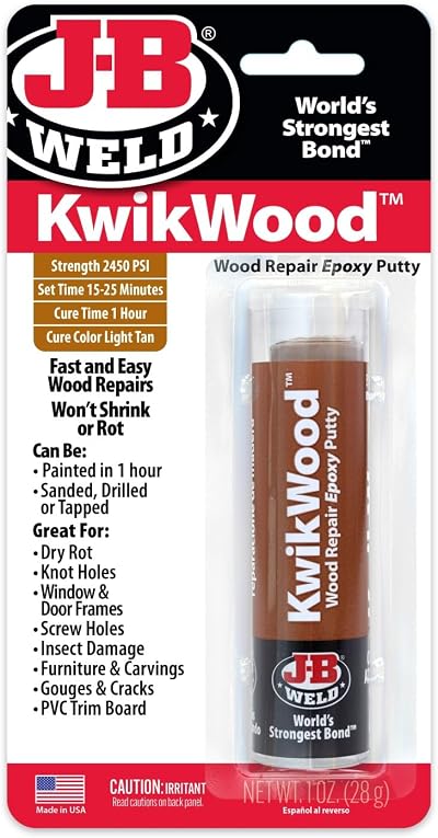 J-B Weld KwikWood Epoxy Putty 57g 900 PSI 1 Hour Tan Wood Repair