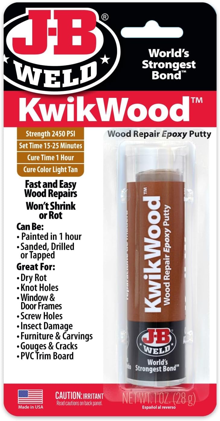 J-B Weld KwikWood Epoxy Putty 57g 900 PSI 1 Hour Tan Wood Repair
