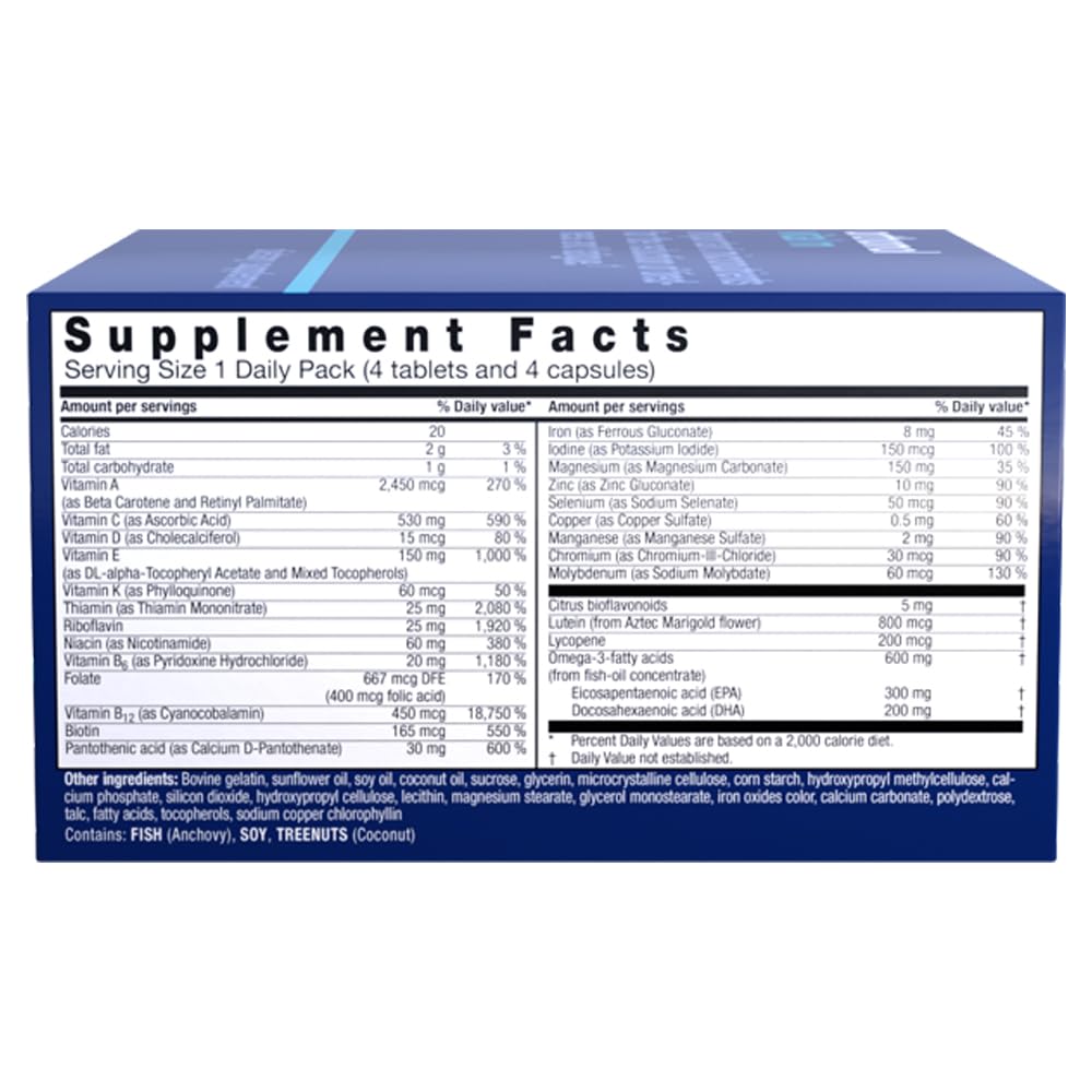 Orthomol Vital M Tablet Packets, Men's Multivitamin, 30-Day Supply, Vitamins A, B, C, D, E, K, Iodine, Omega-3