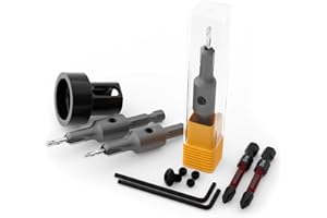 CSOOM Professional 7 PCS Countersink Drill Bit Set with Adjustable Depth Stop, Specific Carbide on Top of Shank, 1/4 Inch Quick Release Hex Shank, for Woodworking