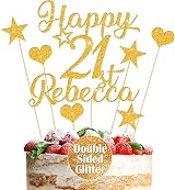 EDS G Personalised Glitter Cake Topper Multicoloured Non-Shed Double Sided Gold