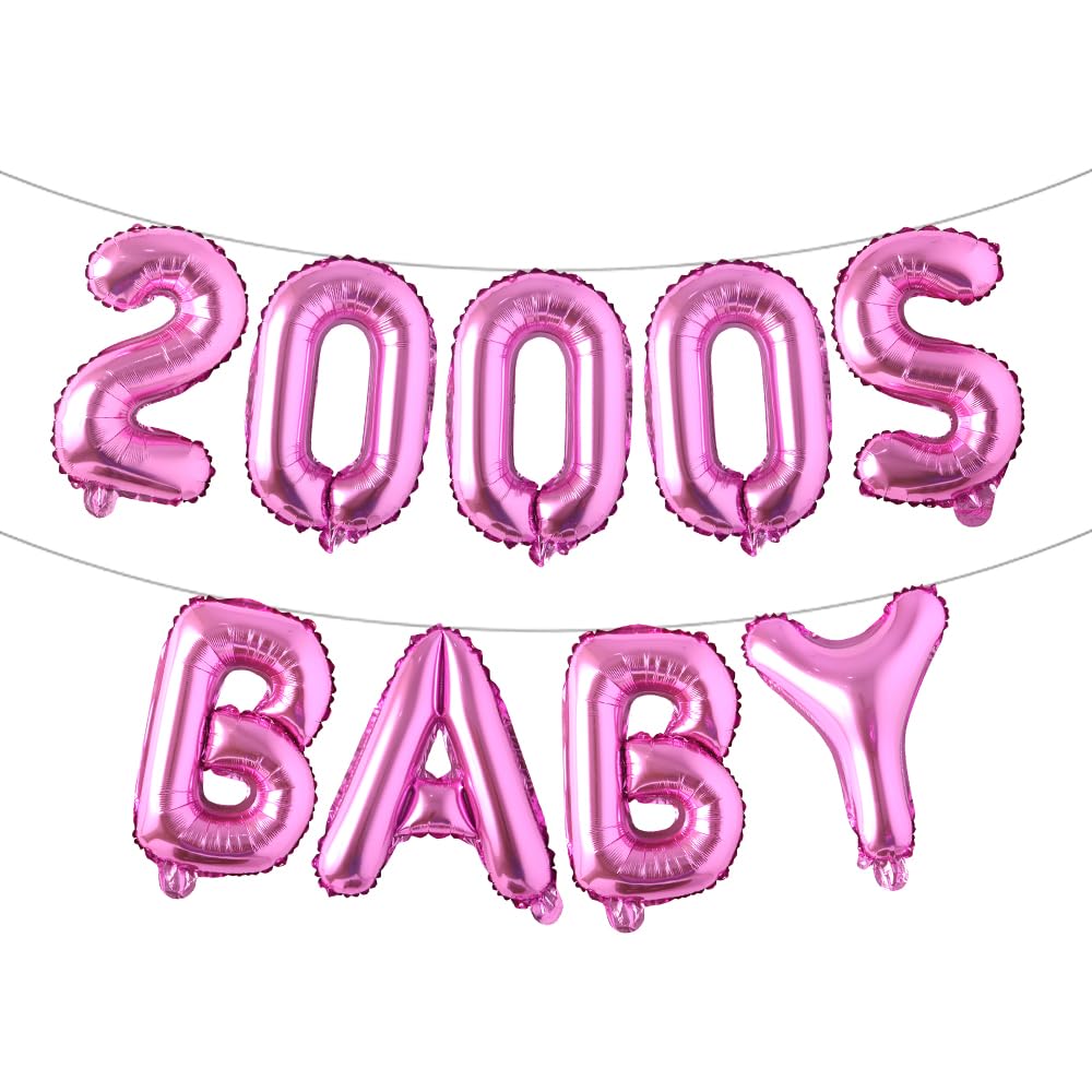 Photo 1 of 2000s Baby Party Decor Y2K Early 2000s Party Backdrop Banner Y2k Pink Party Backdrop Foil Balloons Y2k Balloons Birthday Party Decor Supplies (2000S BABY Rose Red)