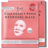 Rael Collagen PDRN Hydrogel Face Masks – Deep Hydration with Salmon PDRN, Collagen, Peptide, and Hyaluronic Acid, Anti-Slip, Korean Skin Care (4 Count)